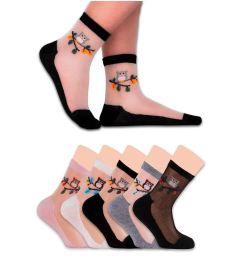 Снимка на 03780 Dewberry Womens Patterned Tulle Socks 5 Pairs-MULTICOLOR