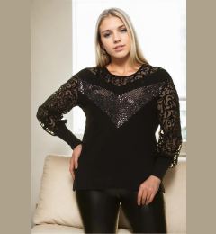 Снимка на 16680 Dewberry Big Size Blouse-BLACK