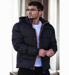 Снимка на 23453 Dewberry Removable Hood Faux Fur Lined Slim fit Jacket-BLACK