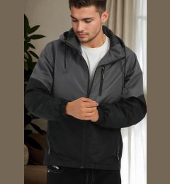 Снимка на 23691 Dewberry Two Color Hooded Mens Sports Coat-ANTHRACITE-BLACK