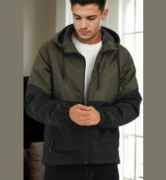Снимка на 23691 Dewberry Two Color Hooded Mens Sports Coat-KHAKI-BLACK