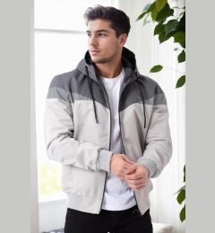Снимка на 36136 Dewberry Triangle Piece Hooded Seasonal Mens Coat-LIGHT GREY