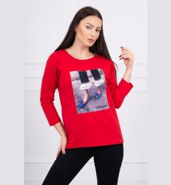 Снимка на 3D Graphic Blouse with Zirconia Red
