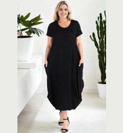 Снимка на 43964 Dewberry Plus Size Jumbo Short Sleeve Dress-BLACK
