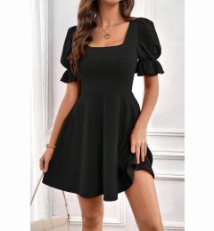 Снимка на 48753 Dewberry Mini Size Balloon Sleeve Crepe Dress-BLACK