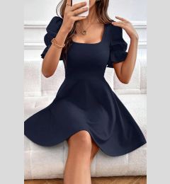 Снимка на 48753 Dewberry Mini Size Balloon Sleeve Crepe Dress-NAVY BLUE