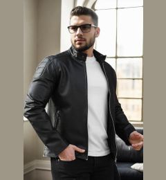 Снимка на 50494 Dewberry Mens PU Jacket-BLACK