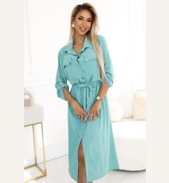 Снимка на 531-2 Midi shirt dress with gold buttons and ties - mint