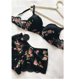 Снимка на 58362 Dewberry Padded Supported Floral Boxer Type Underwear-BLACK