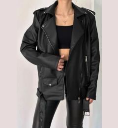Снимка на 66796 Dewberry Oversize Women PU Jacket-BLACK
