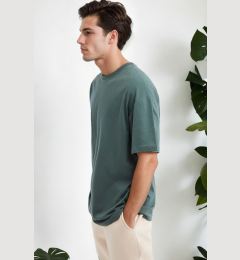 Снимка на 75226 Dewberry Mens Oversized Fit Crew Neck T-Shirt-DARK GREEN
