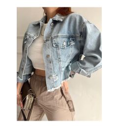 Снимка на 90767 Dewberry Ice Blue Laser Denim Jacket-BLUE