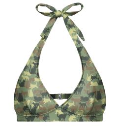 Снимка на Aloha From Deer Woman's Camo Cats Halter Neck Bikini Top BTH AFD090
