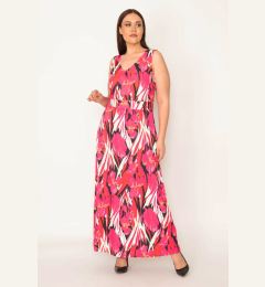 Снимка на Şans Women's Plus Size Fujiya V-Neck Long Colored Dress