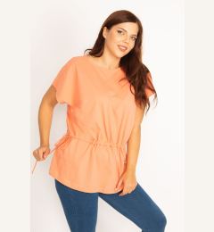 Снимка на Şans Women's Plus Size Orange Tunic Lace-Up Low Sleeve Tunic
