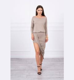 Снимка на Asymmetrical dress, 3/4 sleeve dark beige