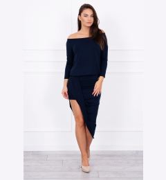 Снимка на Asymmetrical dress, navy blue 3/4 sleeve