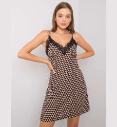 Снимка на Beige and black patterned shoulder dress Emeline RUE PARIS