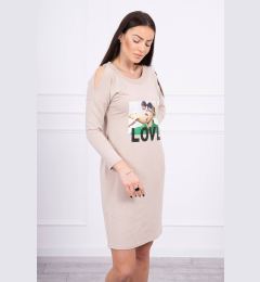 Снимка на Beige dress with love print