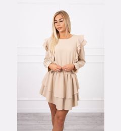 Снимка на Beige dress with vertical ruffles