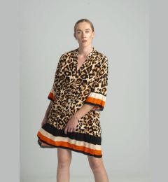 Снимка на Beige loose leopard print dress