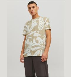 Снимка на Beige men's patterned T-shirt Jack & Jones Tropic - Men's