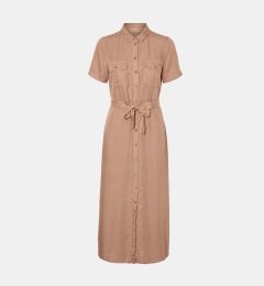Снимка на Beige shirt maxi dress with tie Noisy May Cersei - Women's