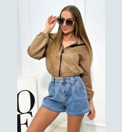 Снимка на Beige suede sweatshirt with zipper