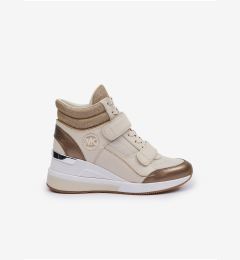 Снимка на Beige women's leather ankle wedge sneakers Michael Kors Gent - Women's