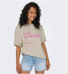 Снимка на Beige women's oversize t-shirt ONLY Lina - Women's