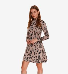 Снимка на Beige women's patterned dress with stand-up collar TOP SECRET - Women's