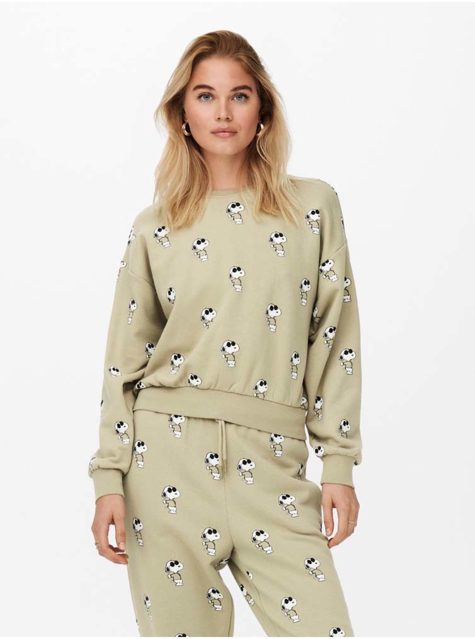 Снимка на Beige women's patterned sweatshirt ONLY Peanuts - Women
