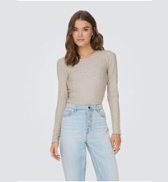 Снимка на Beige women's ribbed long-sleeved T-shirt ONLY Emma - Women's