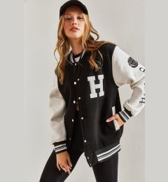 Снимка на Bianco Lucci i Women's Three Thread College Jacket with Ribbed Sleeves
