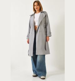Снимка на Bianco Lucci Women&#039;s Double Breasted Neckline Belted Trench Coat with Pockets 5918