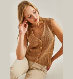 Снимка на Bianco Lucci Women's Buttoned Patterned Knitwear Vest