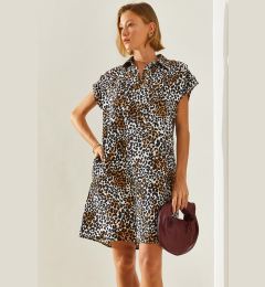 Снимка на Bianco Lucci Women's Polo Collar Patterned Summer Dress Dress