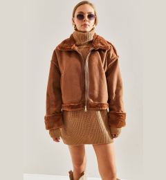 Снимка на Bianco Lucci Women's Shearling Side Pockets Welt Suede Coat