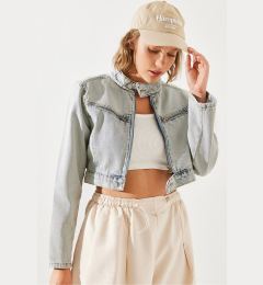 Снимка на Bianco Lucci Women's Short Biker Denim Jacket 2277