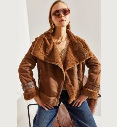 Снимка на Bianco Lucci Women's Suede Coat with Buckled Sleeves