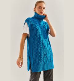 Снимка на Bianco Lucci Women's Turtleneck Braided Knitwear Sweater