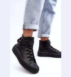 Снимка на BIG STAR SHOES Дамски кецове с подплатена платформа Черни Big Star