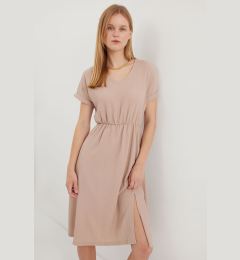 Снимка на Bigdart 2378 V Neck Slit Knitted Dress - Biscuit