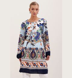Снимка на Bigdart 5902 Belted Patterned Dress - Navy Blue