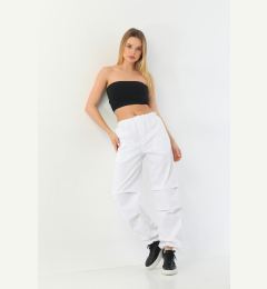Снимка на BİKELİFE Women's White Pajamas Parachute Pants