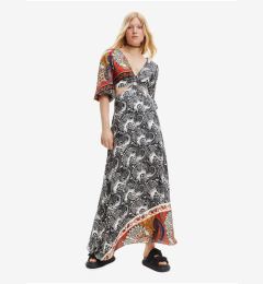 Снимка на Black and white women's patterned maxi dress with cutouts Desigual Sirsal - Women