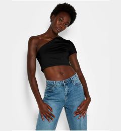 Снимка на Black Asymmetrical Crop Top Noisy May Nini - Women