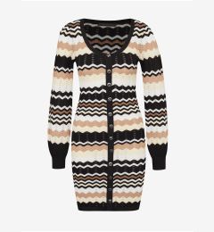 Снимка на Black-beige women's patterned sweater dress Guess - Women's