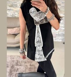 Снимка на Black blouse with print zipper lace By o la la