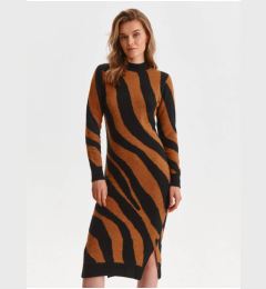 Снимка на Black-brown women's patterned sweater dress with slits TOP SECRET - Women
